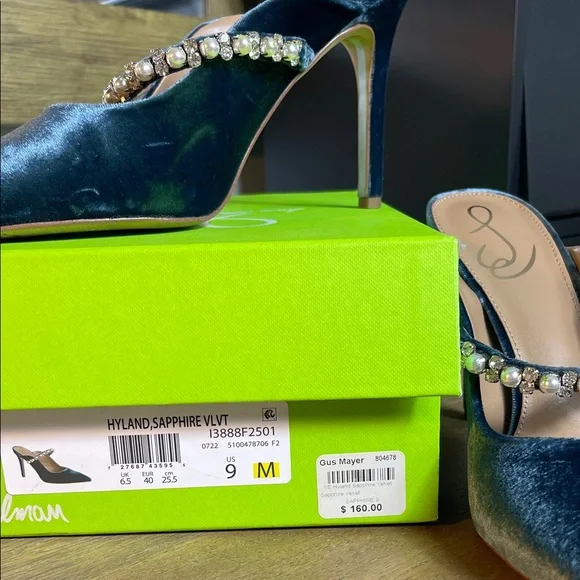 Sam Edelman Hyland Sapphire velvet with Embellished Strap - Picture 11 of 11